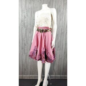 Vintage 80s Skirt Malco Modes Cottagecore Square Dance Circle Skirt Shabby Chic